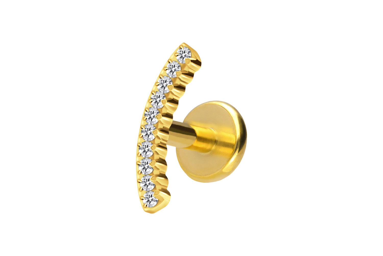Titan Labret Piercing mit Push Fit KRISTALLBOGEN